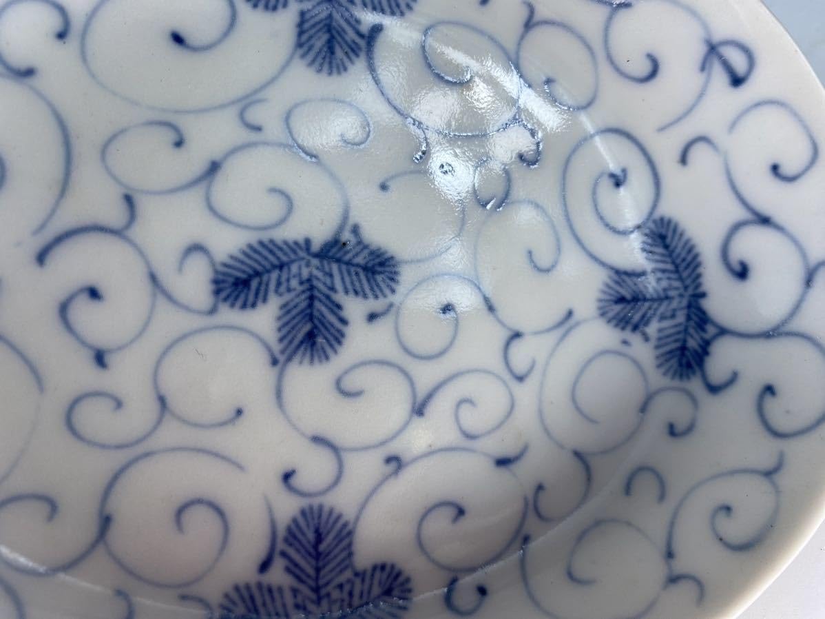 江戸時代 古伊万里 7寸皿 3枚 染付 古伊万里 花みじん七